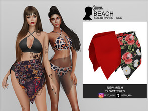 Sims 4 — Beach (Solid Pareo - ACC) by Beto_ae0 — Accessory for swimsuits, hope you like it - 24 Color - It is located in