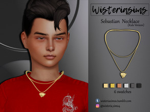 Sims 4 — Sebastian Necklace (Kids Version) by WisteriaSims — **FOR KID'S **NEW MESH - 6 swatches - Base Game Compatible -