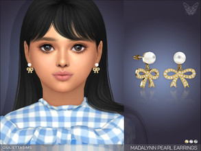 Sims 4 — Madalynn Pearl Bow Earrings For Kids by feyona — Madalynn Pearl Bow Earrings For Kids come in 3 colors of metal: