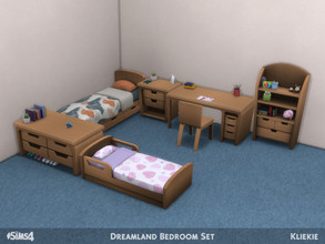 Sims 4 — Dreamland Bedroom Set by kliekie — Set contains everything you need for a well furnished kids bedroom! Bedframes