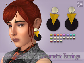 Sims 4 — Geometric Earrings by SunflowerPetalsCC — A pair of geometrically shaped earrings in 20 swatches (some bright,