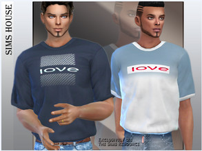 Sims 4 — Men's T-shirt LOVE by Sims_House — Men's T-shirt LOVE Men's LOVE T-shirt for The Sims 4 game.