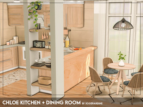 Sims 4 — Chloe Kitchen + Dining Room (TSR only CC) by xogerardine — Open kitchen with dining area.