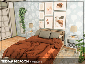 Sims 4 — Tristan Bedroom (TSR only CC) by xogerardine — Bedroom with a desk area.