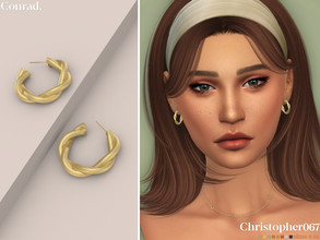 Sims 4 — Conrad Earrings by christopher0672 — This is a sophisticated pair of metal twisted wire hoop earrings. 8 Colors