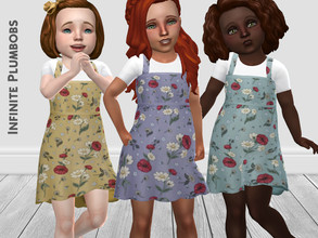 Sims 4 — IP Toddler T-Shirt Floral Dress by InfinitePlumbobs — A cute floral dress over a white T-Shirt for Toddlers - 5