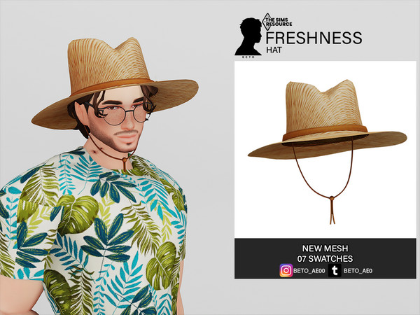 Sims 4 — Freshness (Hat) by Beto_ae0 — Beach hat, I hope you like it - 07 Colors - New Mesh - Custom Thumbnail