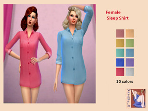 Sims 4 — ws Female Sleep Shirt - RC by watersim44 — ws Female Sleep Shirt - recolor ~ in 10 colors ~ Teen to Elder ~