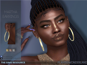 Sims 4 — Martha Earrings by PlayersWonderland — Big hoop earrings with a small heart stud on its right side. It has 3