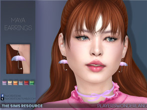Sims 4 — Maya Earrings by PlayersWonderland — A pair of cute umbrella-shaped earrings. They come in a variety of 6