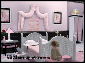 Sims 4 — Polka Teen Girl Bedroom by seimar8 — Maxis match polka teen girl bedroom set in pink blue and yellow polka dot