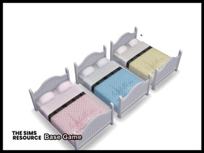 Sims 4 — Polka Teen Girl Bedroom Double Bed by seimar8 — Maxis match double bed with Paris polka dot cover in pink blue