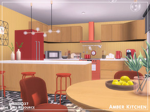 Sims 4 — Amber Kitchen - TSR CC Only by sharon337 — This is a Room Build 8 x 6 Room $16,560 Short Wall Height Please make