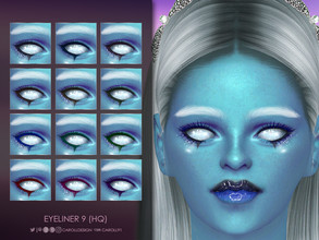 Sims 4 — Eyeliner 9 (HQ) by Caroll912 — A 24-swatch fantasy eyeliner in different tones blue, purple, green, brown and
