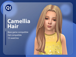 Sims 4 — Camellia Hair by qicc — A long wavy hairstyle with some loose strands of hair. - Maxis Match - Base game