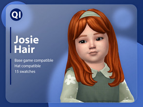 Sims 4 — Josie Hair by qicc — A long headband hairstyle with bangs. - Maxis Match - Base game compatible - Hat compatible