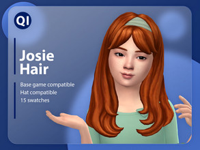 Sims 4 — Josie Hair by qicc — A long headband hairstyle with bangs. - Maxis Match - Base game compatible - Hat compatible
