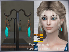 Sims 4 — Earrings with turquoise stone  by Garfiel — - 9 colours - Everyday, party, formal - Base game compatible - HQ