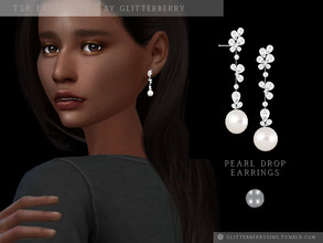 Sims 4 — Pearl Drop Earrings by Glitterberryfly — A gorgeous set of pearl and diamond earrings. 