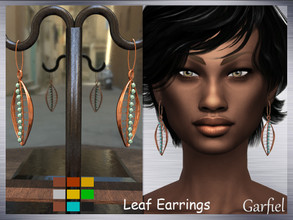 Sims 4 — Leaf Earrings by Garfiel — - 9 colours - Everyday, party, formal - Base game compatible - HQ compatible