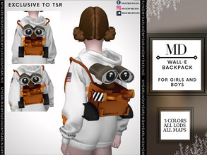 Sims 4 — WALL E BACKPACK CHILD by Mydarling20 — new mesh base game compatible all lods all maps 3 color the texture of