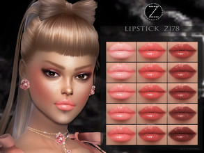 Sims 4 — LIPSTICK Z178 by ZENX — -Base Game -All Age -For Female -15 colors -Works with all of skins -Compatible with HQ