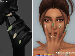 Sims 4 — Nashe Nails by christopher0672 — This is a super cute set of almond-shaped painted nails. 3 Solid painted, 1