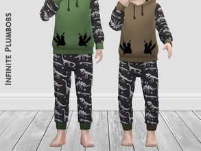 Sims 4 — IP Toddler Dinosaur Joggers by InfinitePlumbobs — Dinosaur Joggers with Matching Hoodie Set for Toddlers (See