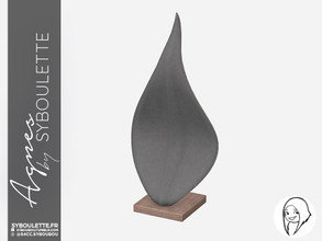 Sims 4 — Agnes - Sculpture by Syboubou — This an organic and concrete leaf sculpture standing on a wooden stand.
