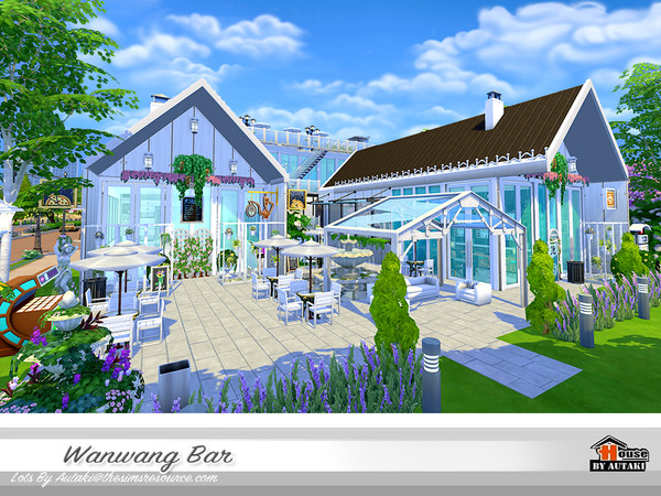 Sims 4 — Wanwang Bar NoCC by autaki — Wanwang Bar NoCC Wanwang Bar is an modern elegant place for your simmies. Fresh and