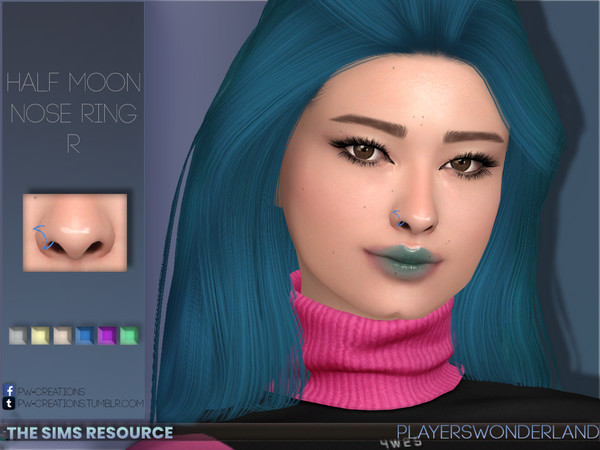 Sims 4 — Half Moon Nose Ring R by PlayersWonderland — A half moon shaped nostril piercing for your Sims! Coming in 6