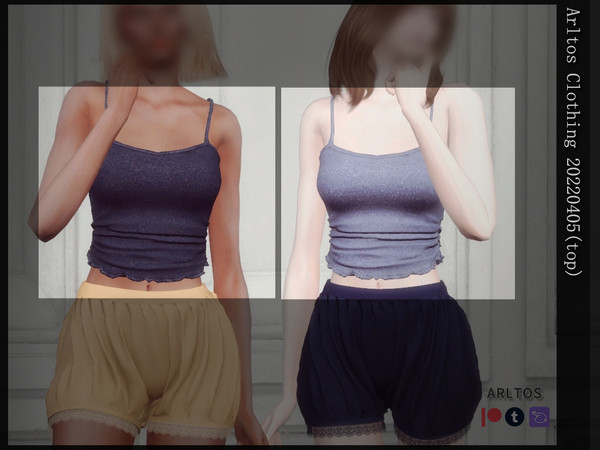 Sims 4 — Denim top / 20220405 by Arltos — 14 colors. HQ compatible.