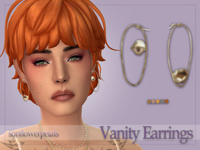 Sims 4 — Vanity Earrings by SunflowerPetalsCC — A pair of earrings with a lip and an eye inlay. Comes in 5 swatches.