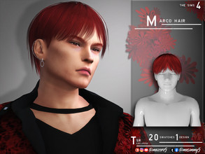 Sims 4 — Marco Hair by Mazero5 — Medium length hair with side bangs 20 Swatches to choose from All Lods