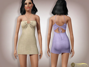 Sims 3 — Velvet Halter Bodycon Dress by Harmonia — 3 color. Recolorable Please do not use my textures. Please do not
