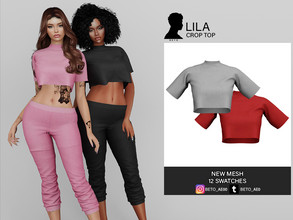 Sims 4 — Lila (Crop top) by Beto_ae0 — Women's crop top for pajamas, hope you like it - 12 colors -