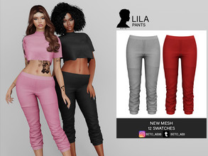 Sims 4 — Lila (Pants) by Beto_ae0 — Pajama pants, I hope you like it - 12 colors - Adult-Elder-Teen-Young Adult - For