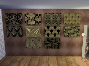 Sims 4 — Black and Gold Art Deco Canvas by Morrii — Black and Gold Art Deco Canvas