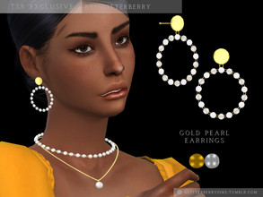 Sims 4 — Gold Pearl Earring by Glitterberryfly — A simple hoop earring 