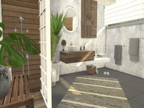 Sims 4 — Nia Bathroom by Suzz86 — Nia is a fully furnished and decorated bathroom. Size: 5x5 Value: $ 5,800 Short Walls