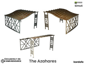 Sims 4 — kardofe_The Azahares_Pergola by kardofe — Pergola, large size, with reed roof, in three colour options