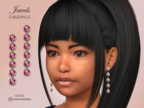 Sims 4 — Jewels Earrings Child by Suzue — -New Mesh (Suzue) -14 Swatches -For Female (Child) -HQ Compatible