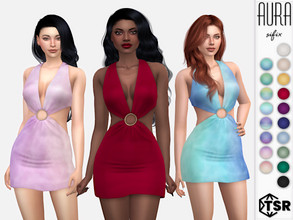 Sims 4 — Aura Dress by Sifix2 — A short party dress available in 18 colors, including ombres and solid colors, for teen,