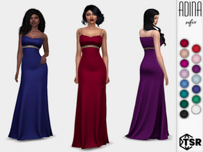 Sims 4 — Adina Dress by Sifix2 — A high-waisted mermaid gown with a gold belt available in 15 colors for teen, young