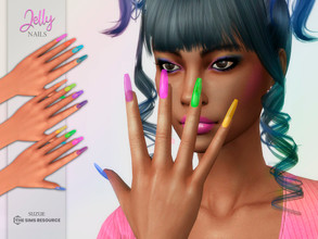 Sims 4 — Jelly Nails by Suzue — -New Mesh (Suzue) -10 Swatches -For Female (Teen to Elder) -Nails Category -HQ Compatible