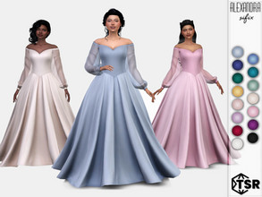 Sims 4 — Alexandra Dress by Sifix2 — A princess gown with sheer sleeves available in 15 colors for teen, young adult and