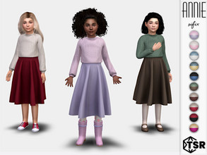 Sims 4 — Annie Outfit by Sifix2 — A cozy knit sweater and knee-length skirt available in 10 color combinations for child