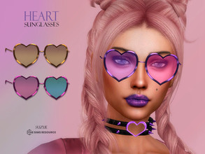 Sims 4 — Heart Sunglasses by Suzue — -New Mesh (Suzue) -14 Swatches -For Female and Male (Teen to Elder) -HQ Compatible