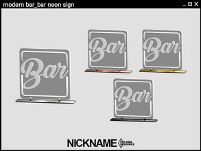Sims 4 — modern bar_bar neon sign by NICKNAME_sims4 — 8 package files. -modern bar_bar -modern bar_bar stool -modern