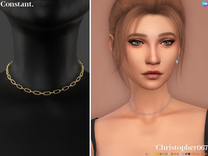 Sims 4 — Constant Necklace by christopher0672 — This is a simple thick metal chain choker. :) 21 Colors New Mesh by Me